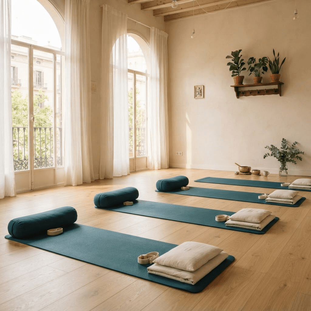 Interior del estudio Blau Yoga